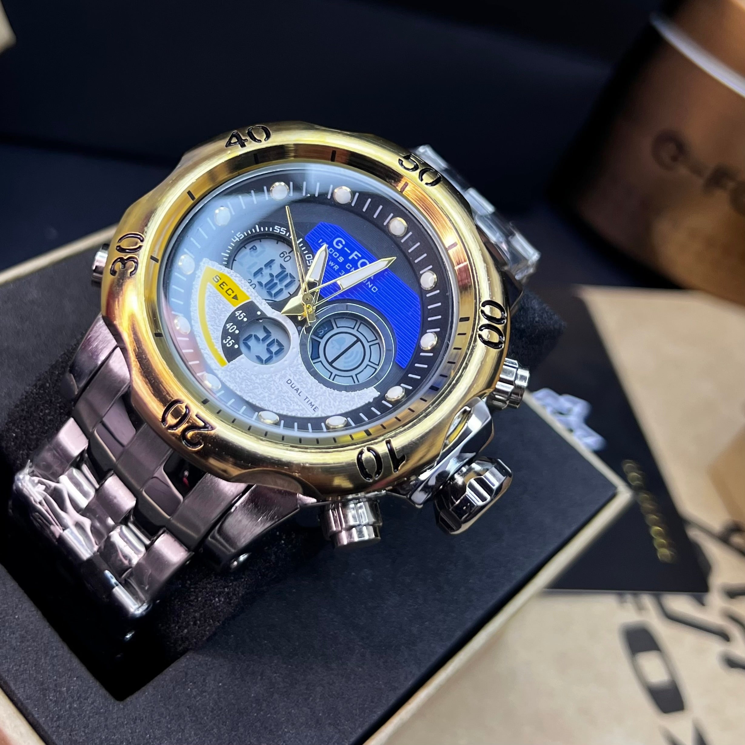 G FOX ORIGINAL DOBLE HORA POR INVICTA SUMERGIBLE PARA HOMBRE REF-1976-BDA