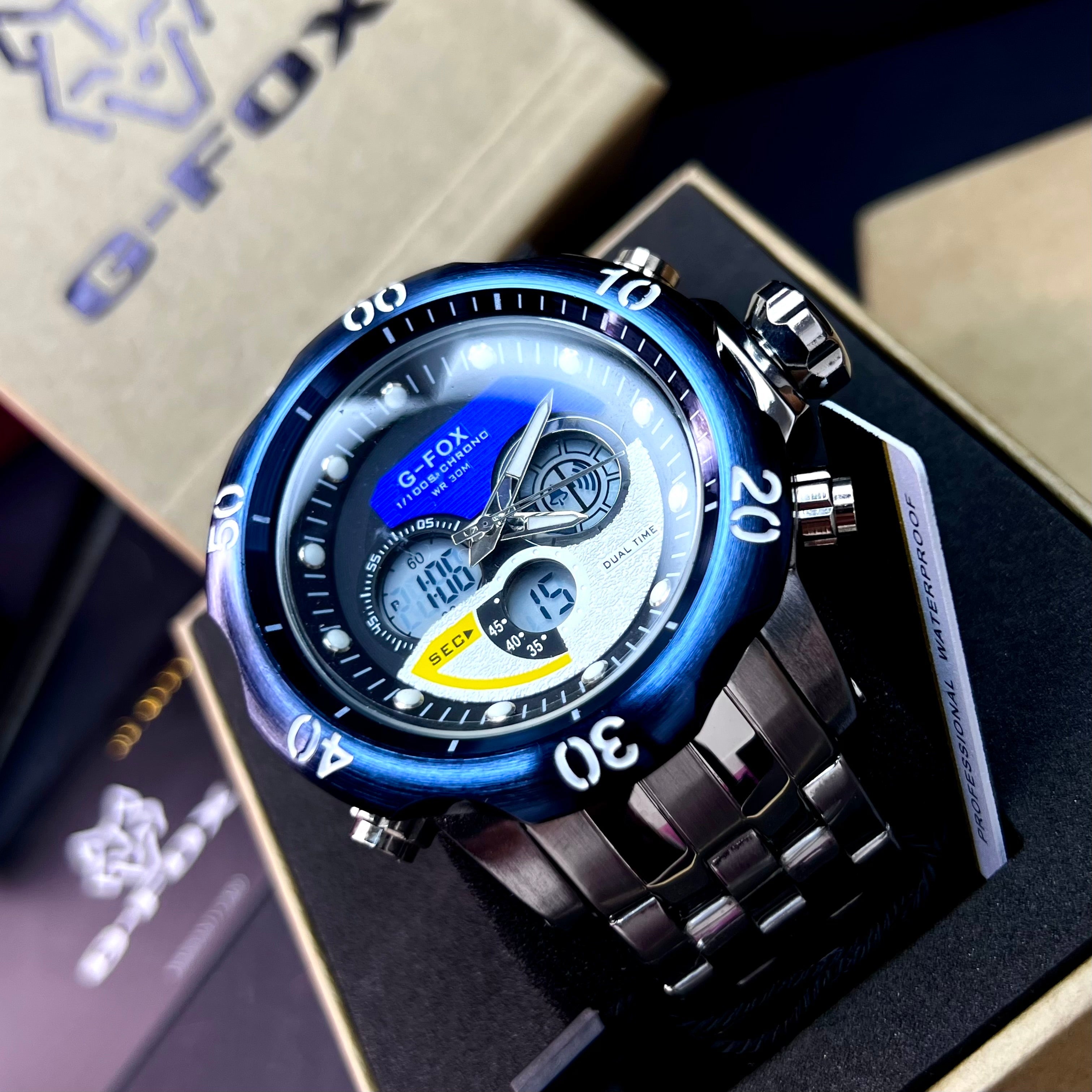 G FOX ORIGINAL DOBLE HORA POR INVICTA SUMERGIBLE PARA HOMBRE REF-1976-PA
