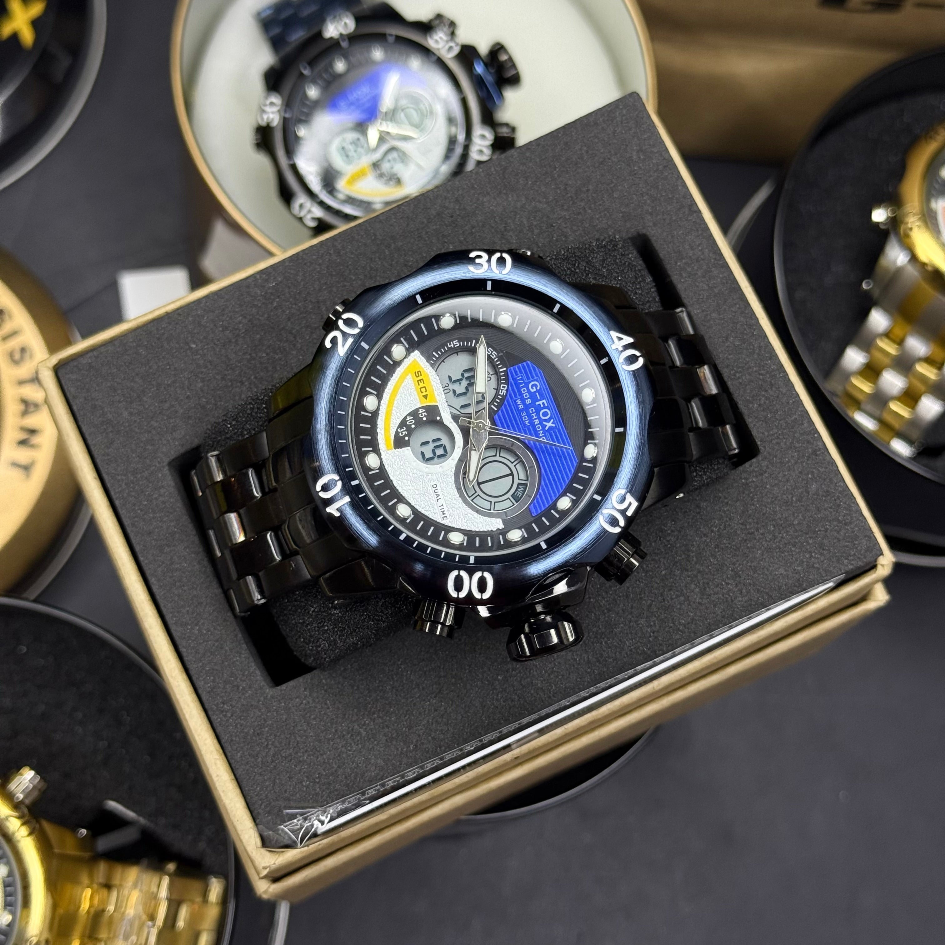 G FOX ORIGINAL DOBLE HORA POR INVICTA SUMERGIBLE PARA HOMBRE REF-1976-NA