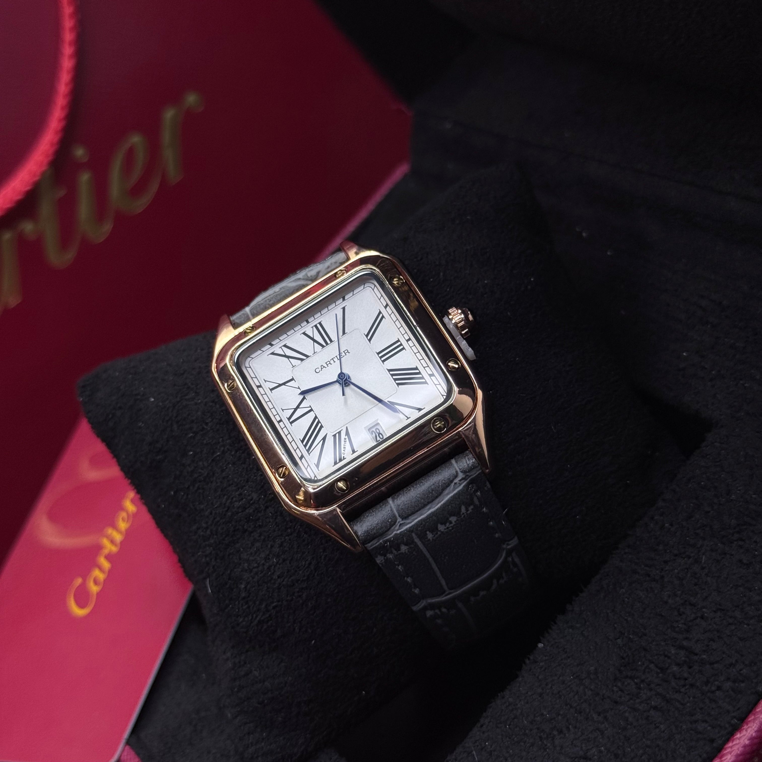 CARTIER SANTOS EN CUERO UNISEX REF GCB