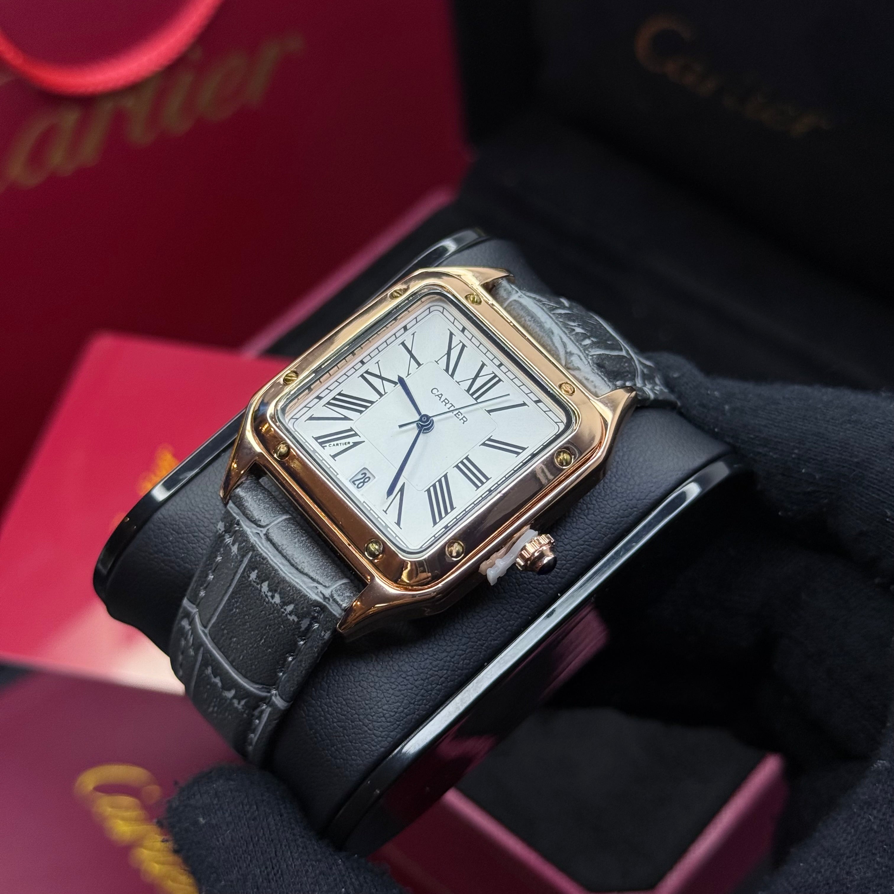 CARTIER SANTOS EN CUERO UNISEX REF GCB