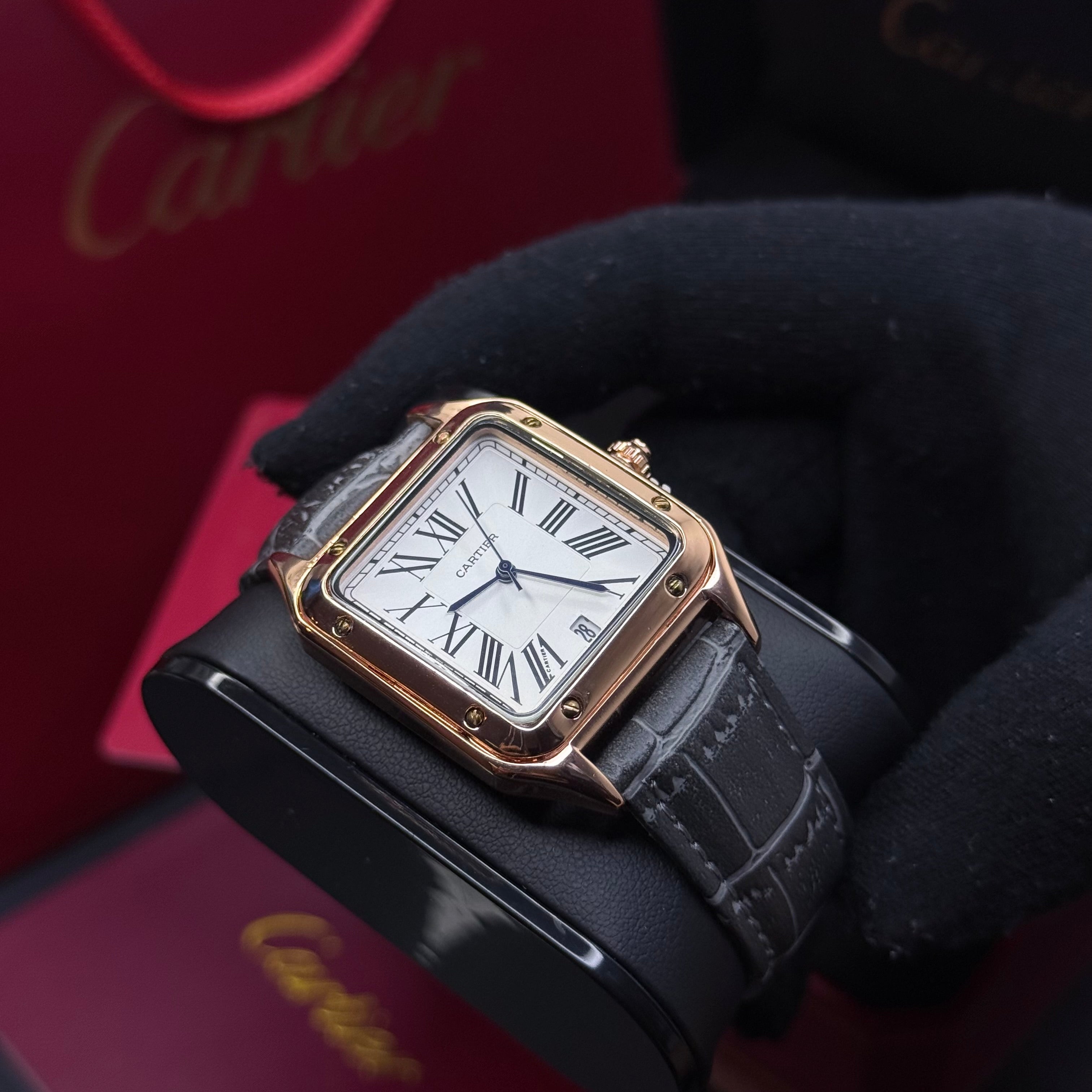 CARTIER SANTOS EN CUERO UNISEX REF GCB